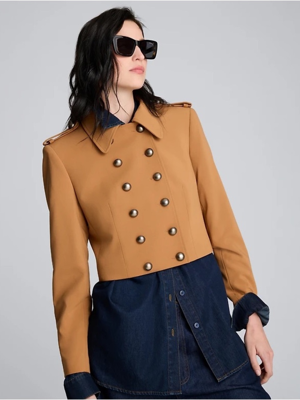 Kenneth Cole twill cropped military jacket